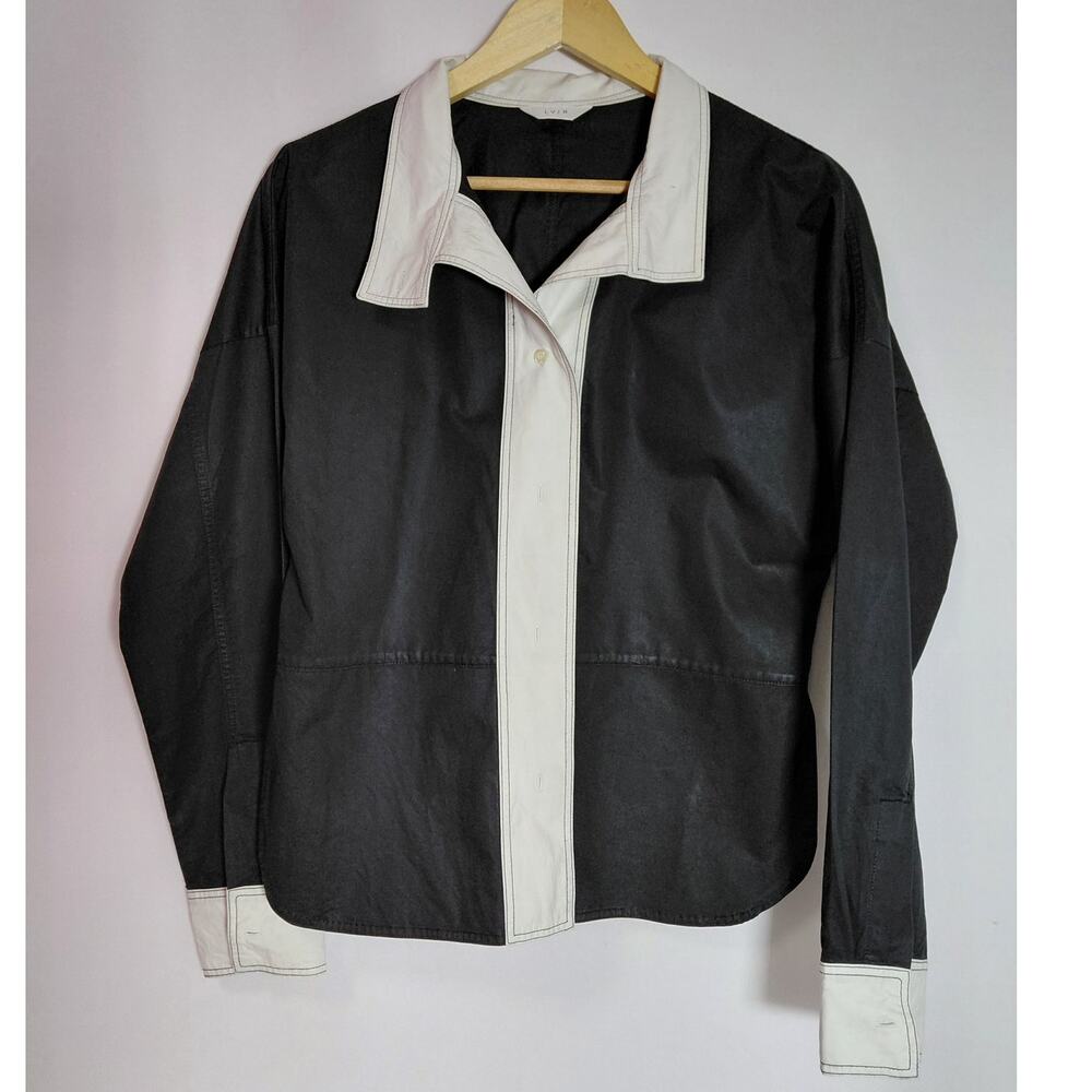 LVIR Cotton Jacket Black White Solid Woven Women Size S